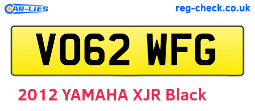 VO62WFG are the vehicle registration plates.