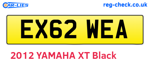 EX62WEA are the vehicle registration plates.