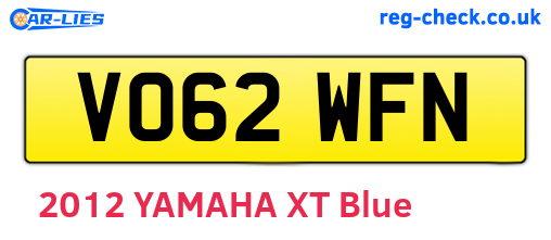 VO62WFN are the vehicle registration plates.