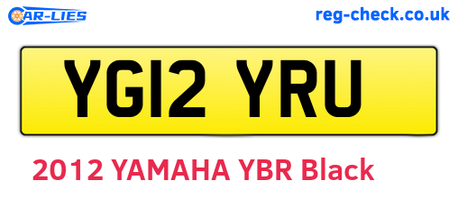 YG12YRU are the vehicle registration plates.