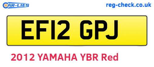EF12GPJ are the vehicle registration plates.