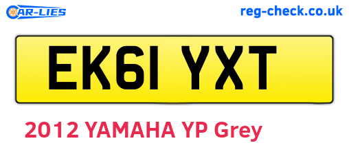EK61YXT are the vehicle registration plates.