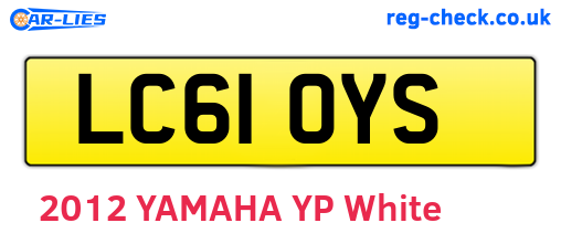 LC61OYS are the vehicle registration plates.