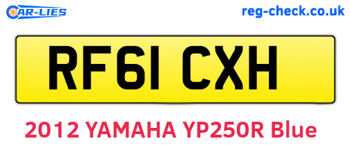 RF61CXH are the vehicle registration plates.