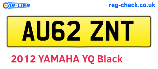 AU62ZNT are the vehicle registration plates.