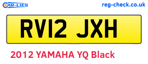 RV12JXH are the vehicle registration plates.