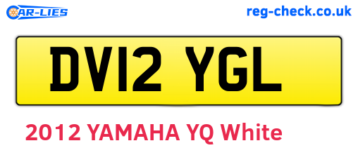 DV12YGL are the vehicle registration plates.