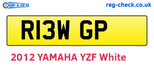 R13WGP are the vehicle registration plates.