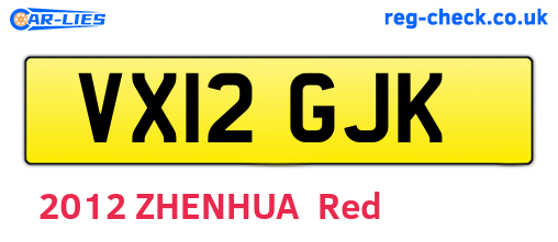 VX12GJK are the vehicle registration plates.