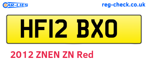 HF12BXO are the vehicle registration plates.