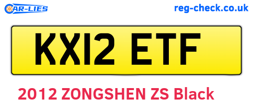 KX12ETF are the vehicle registration plates.