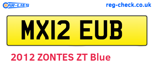 MX12EUB are the vehicle registration plates.