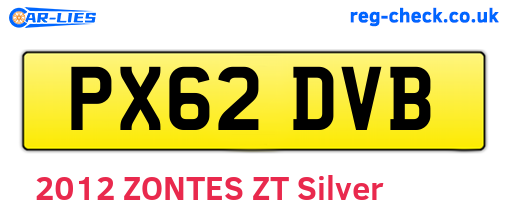 PX62DVB are the vehicle registration plates.