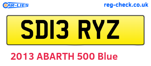 SD13RYZ are the vehicle registration plates.
