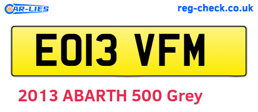 EO13VFM are the vehicle registration plates.