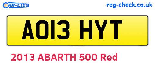 AO13HYT are the vehicle registration plates.