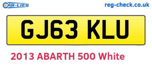 GJ63KLU are the vehicle registration plates.