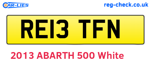 RE13TFN are the vehicle registration plates.