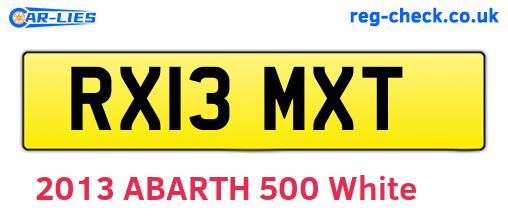 RX13MXT are the vehicle registration plates.