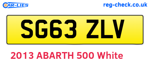 SG63ZLV are the vehicle registration plates.