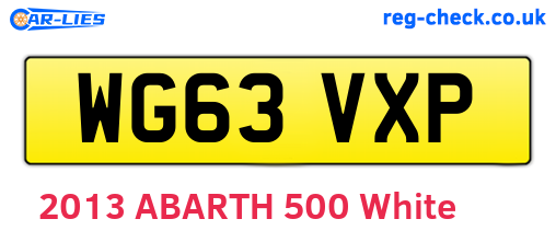 WG63VXP are the vehicle registration plates.