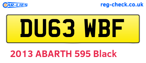 DU63WBF are the vehicle registration plates.