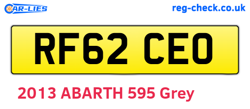 RF62CEO are the vehicle registration plates.