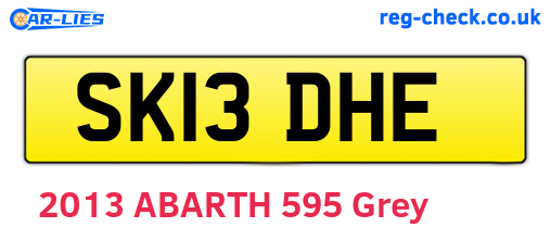 SK13DHE are the vehicle registration plates.