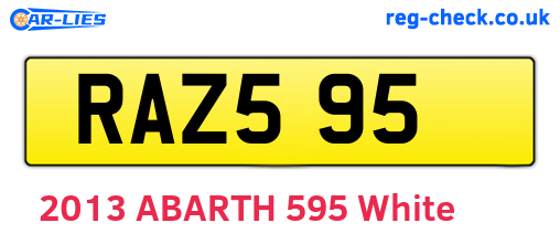 RAZ595 are the vehicle registration plates.
