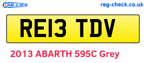 RE13TDV are the vehicle registration plates.