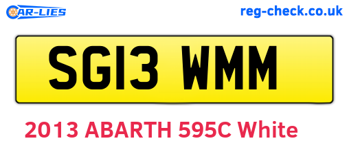 SG13WMM are the vehicle registration plates.