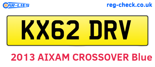 KX62DRV are the vehicle registration plates.
