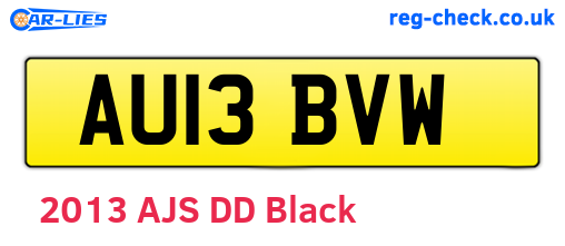 AU13BVW are the vehicle registration plates.
