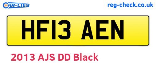 HF13AEN are the vehicle registration plates.