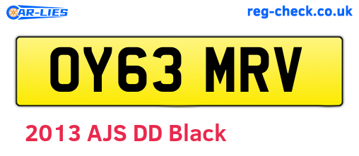 OY63MRV are the vehicle registration plates.