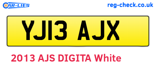 YJ13AJX are the vehicle registration plates.