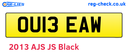 OU13EAW are the vehicle registration plates.