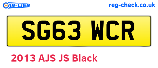 SG63WCR are the vehicle registration plates.