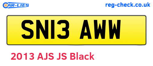 SN13AWW are the vehicle registration plates.