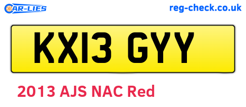 KX13GYY are the vehicle registration plates.