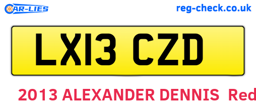 LX13CZD are the vehicle registration plates.