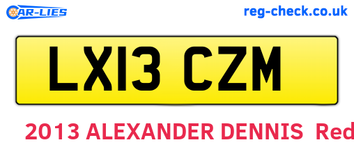 LX13CZM are the vehicle registration plates.