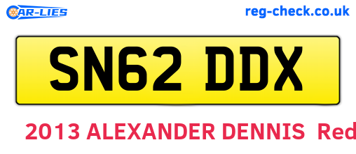 SN62DDX are the vehicle registration plates.