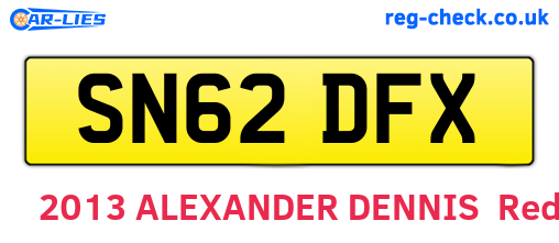 SN62DFX are the vehicle registration plates.