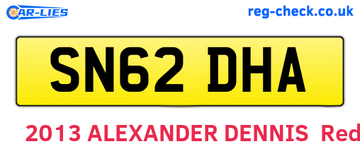 SN62DHA are the vehicle registration plates.