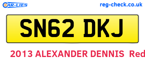 SN62DKJ are the vehicle registration plates.