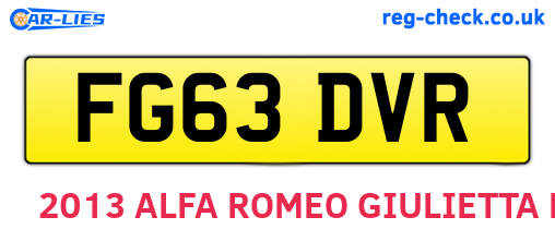 FG63DVR are the vehicle registration plates.