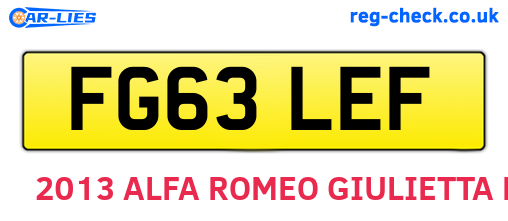FG63LEF are the vehicle registration plates.