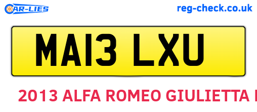 MA13LXU are the vehicle registration plates.