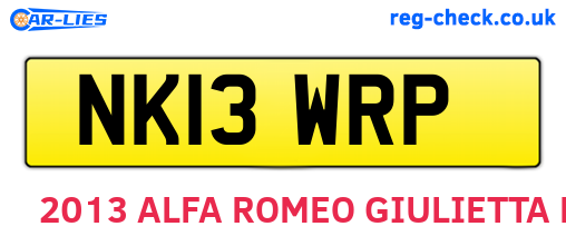 NK13WRP are the vehicle registration plates.